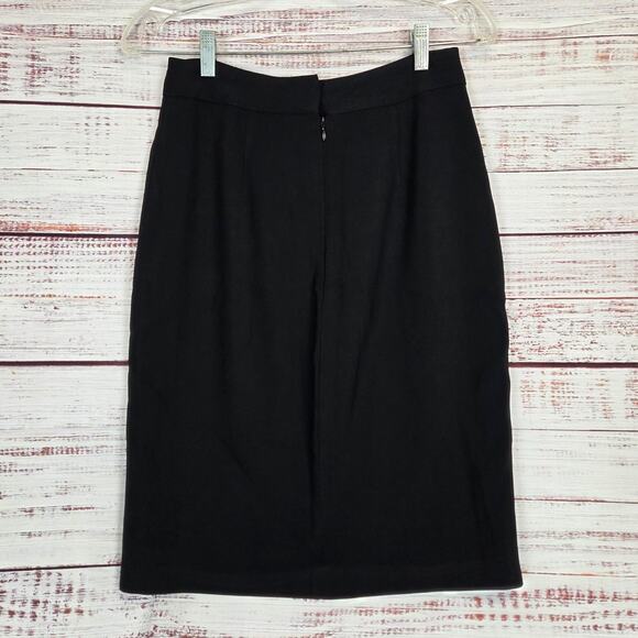L'Agence Basic Black Pencil Skirt Size 4 Pockets Slit Stretch Classic Career Cor - Picture 3 of 13